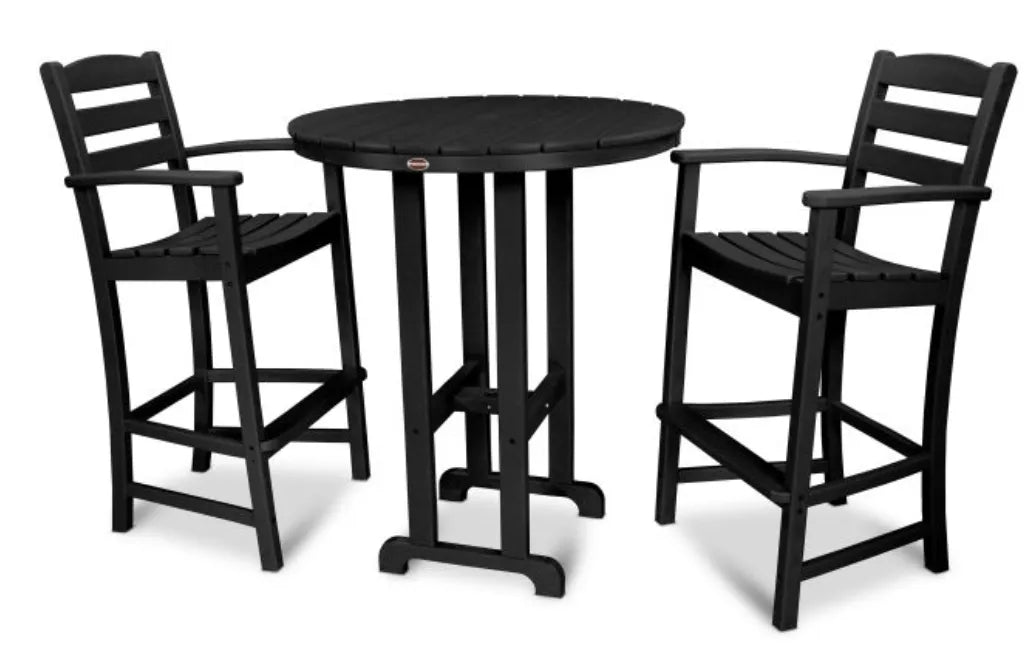 Polywood Dining Set Black POLYWOOD® La Casa Café 3-Piece Round Farmhouse Bar Set