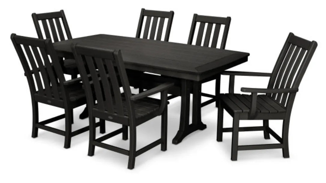Polywood Dining Set Black POLYWOOD® Vineyard 7-Piece Arm Chair Dining Set