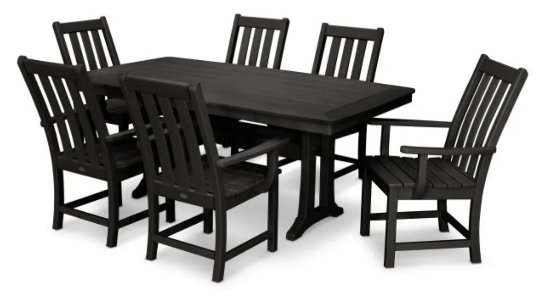 Polywood Dining Set Slate Grey POLYWOOD® Vineyard 7-Piece Arm Chair Dining Set