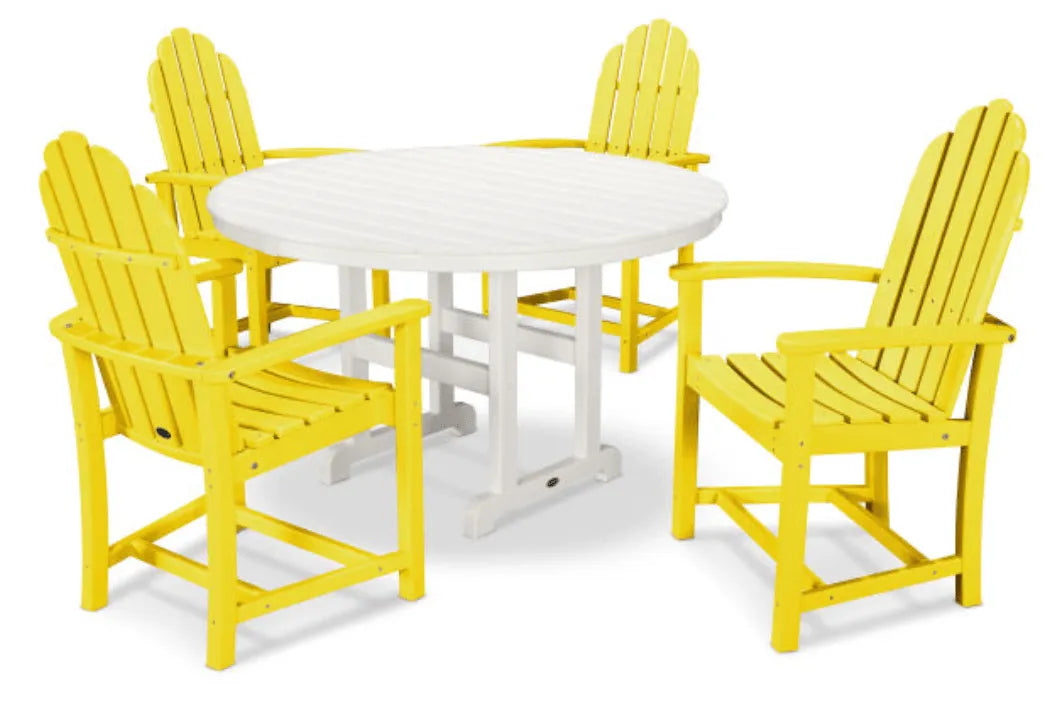 Polywood Dining Set Lemon POLYWOOD® Classic Adirondack 5-Piece Round Farmhouse Dining Set