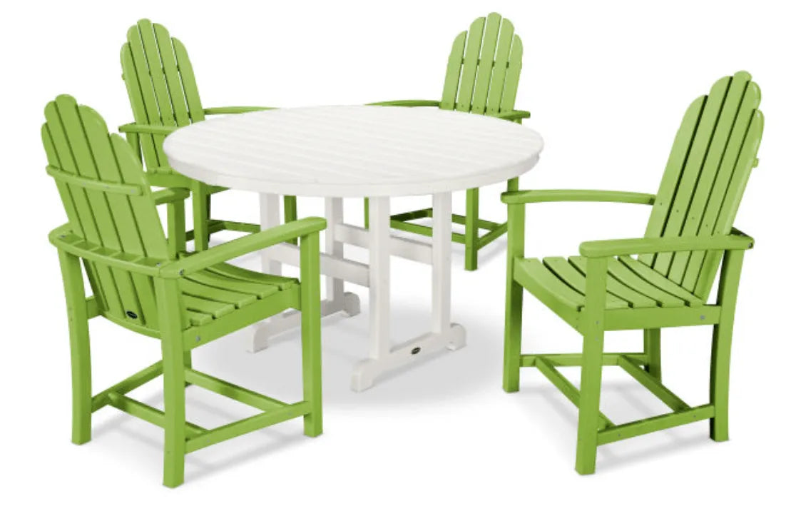 Polywood Dining Set Lime POLYWOOD® Classic Adirondack 5-Piece Round Farmhouse Dining Set