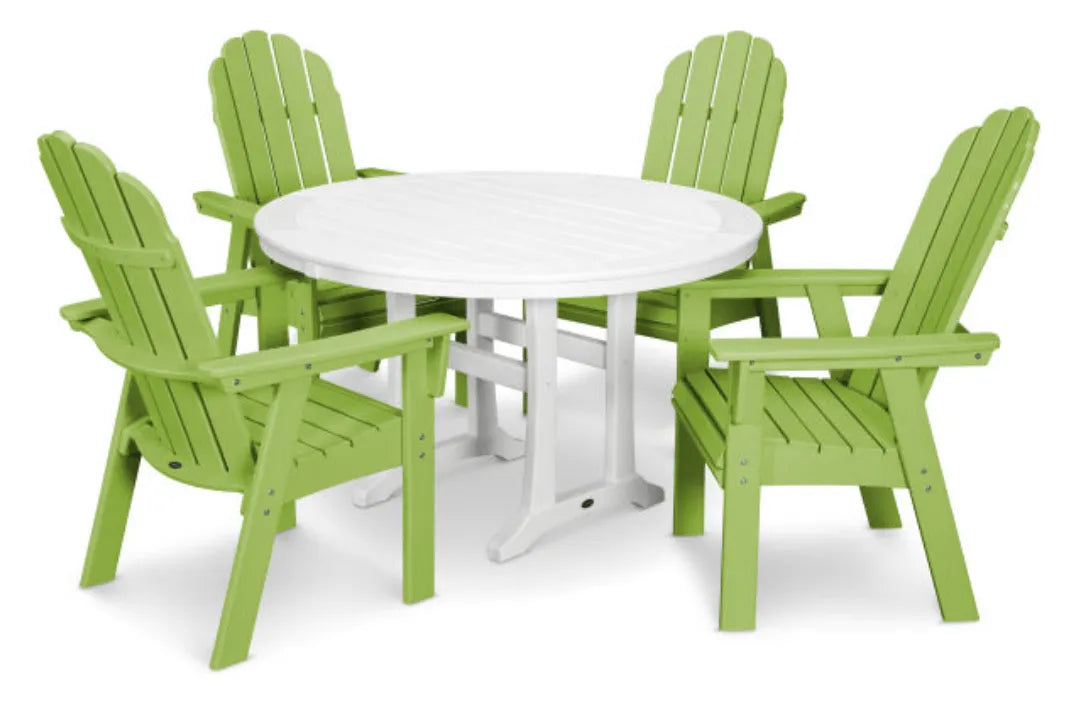 Polywood Dining Set Lime POLYWOOD® Vineyard Curveback Adirondack 5-Piece Nautical Trestle Dining Set