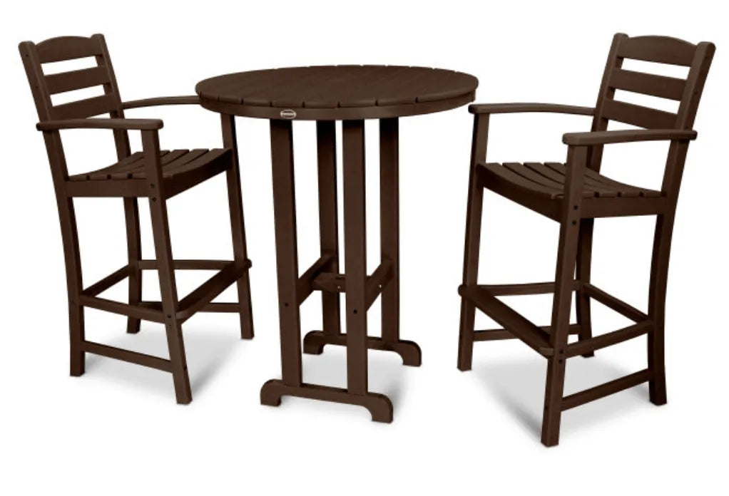 Polywood Dining Set Mahogany POLYWOOD® La Casa Café 3-Piece Round Farmhouse Bar Set