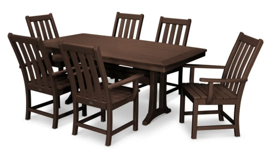 Polywood Dining Set Mahogany POLYWOOD® Vineyard 7-Piece Arm Chair Dining Set