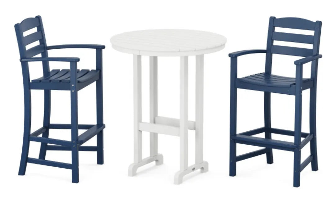 Polywood Dining Set Navy POLYWOOD® La Casa Café 3-Piece Round Farmhouse Bar Set