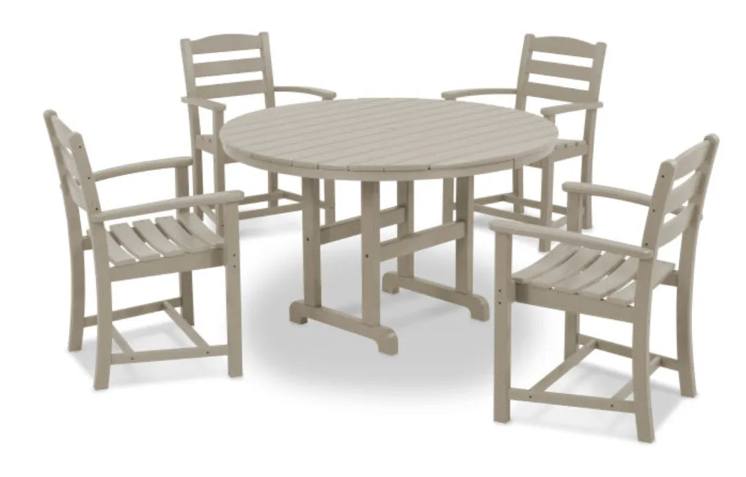 Polywood Dining Set Sand POLYWOOD® La Casa Café 5-Piece Round Farmhouse Dining Set