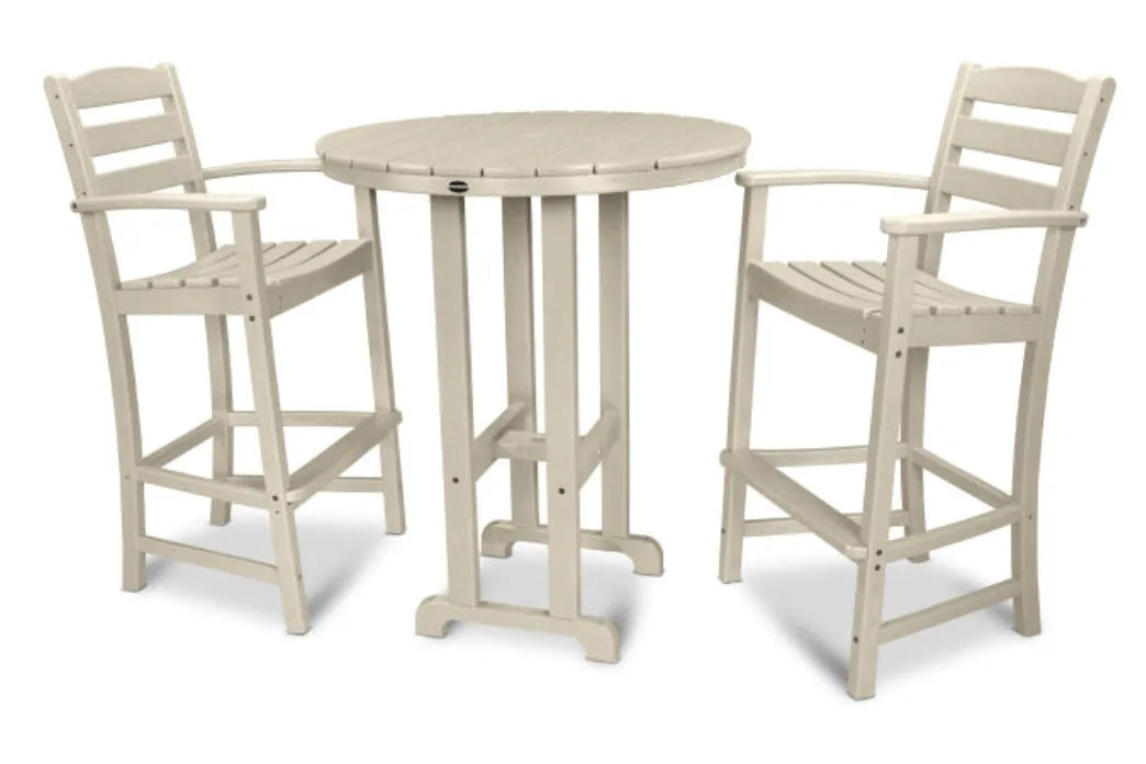 Polywood Dining Set Sand POLYWOOD® La Casa Café 3-Piece Round Farmhouse Bar Set