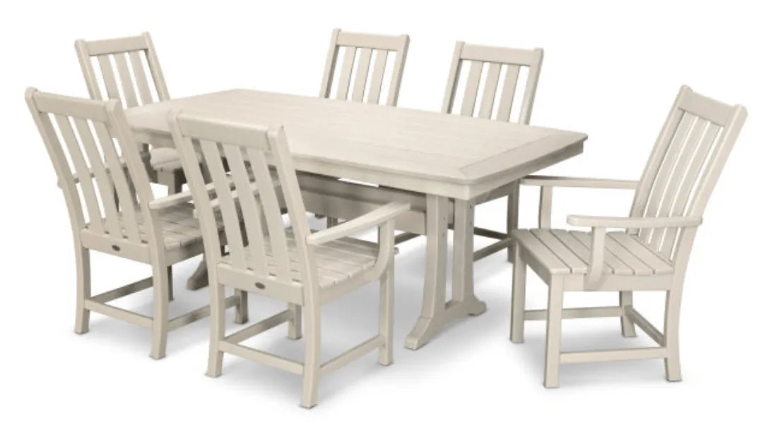 Polywood Dining Set Sand POLYWOOD® Vineyard 7-Piece Arm Chair Dining Set