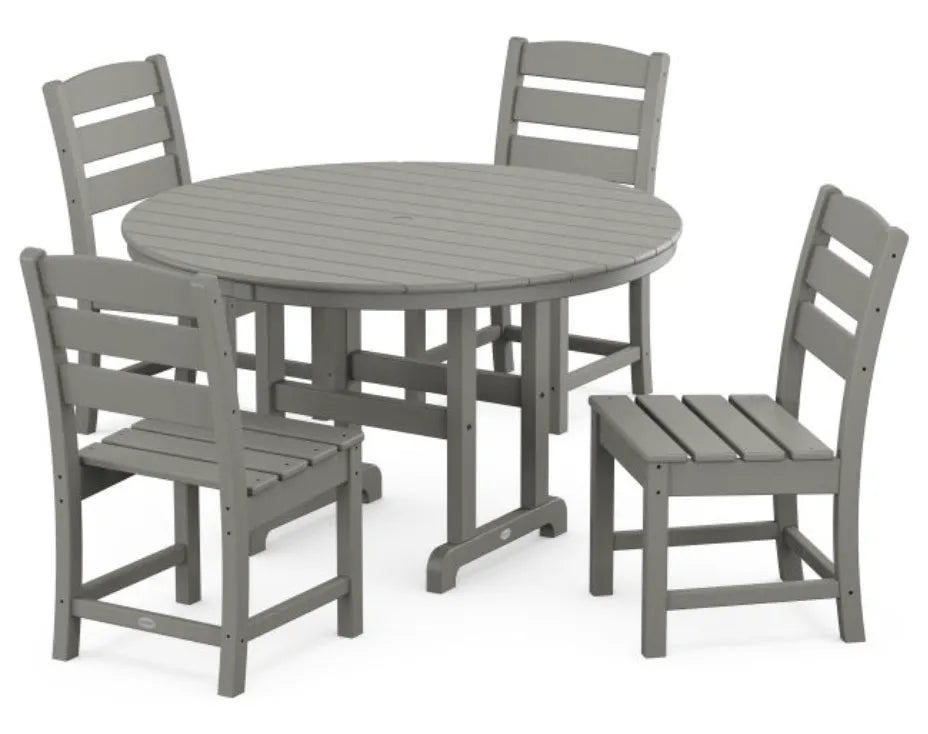 Polywood Dining Set POLYWOOD® Lakeside 5-Piece Round Farmhouse Side Chair Dining Set