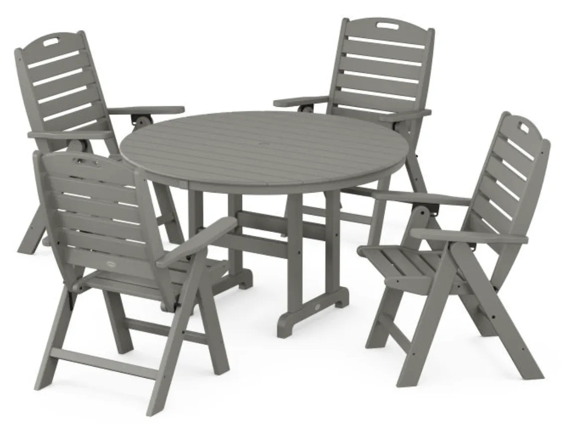 Polywood Dining Set POLYWOOD® Nautical Folding Chair 5-Piece Round Farmhouse Dining Set
