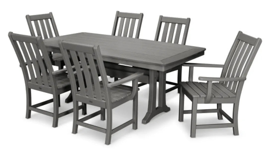 Polywood Dining Set Slate Grey POLYWOOD® Vineyard 7-Piece Arm Chair Dining Set
