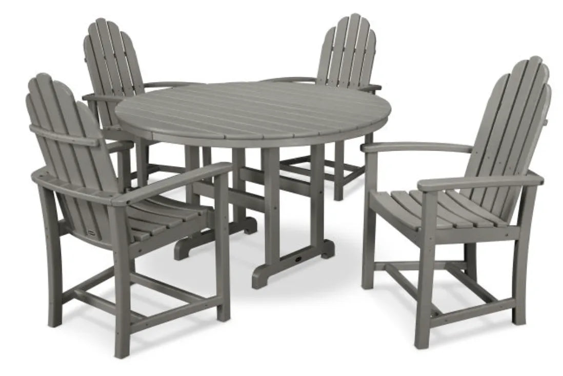 Polywood Dining Set Slate Grey POLYWOOD® Classic Adirondack 5-Piece Round Farmhouse Dining Set