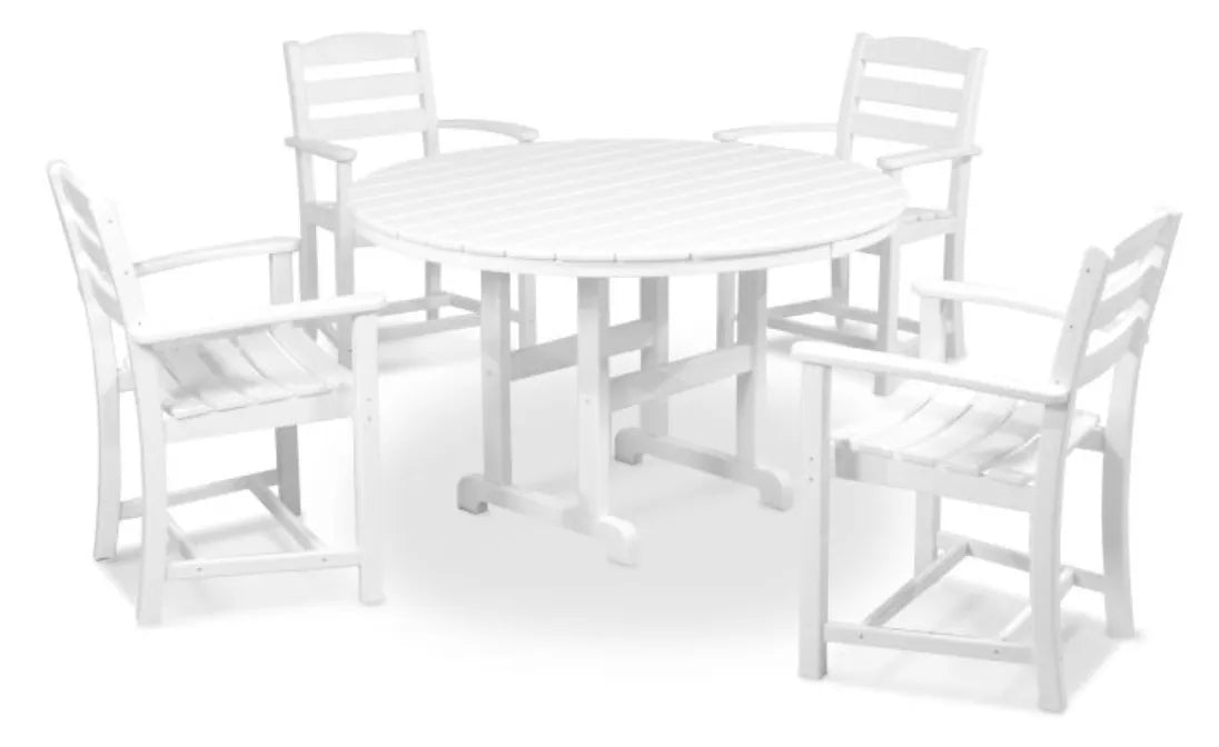 Polywood Dining Set White POLYWOOD® La Casa Café 5-Piece Round Farmhouse Dining Set