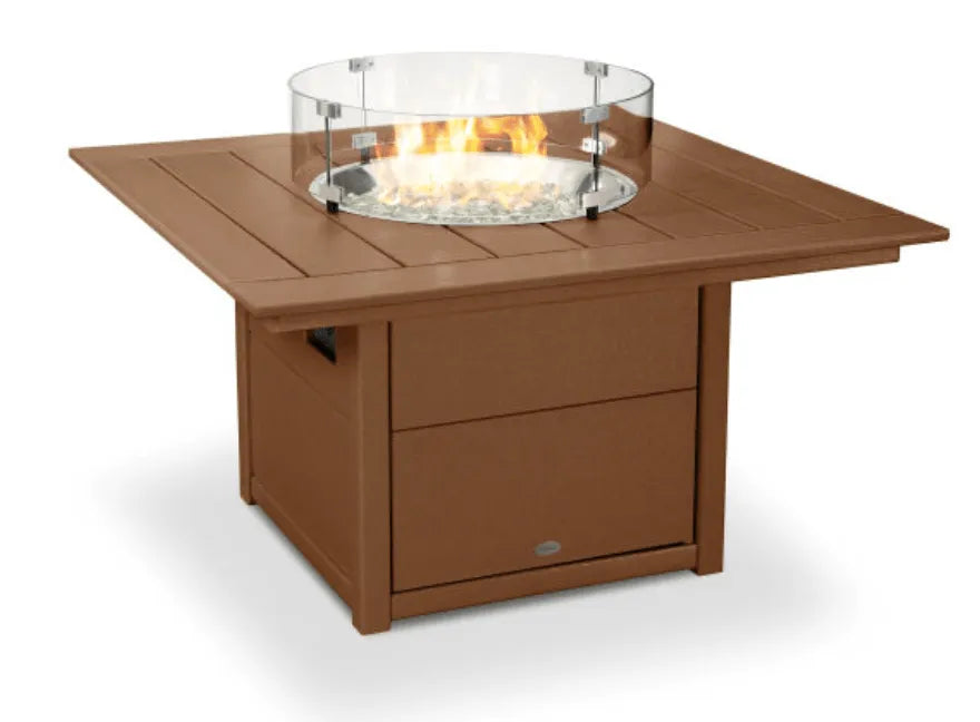 Polywood Fire Pit Teak POLYWOOD® Square 42&quot; Fire Pit Table