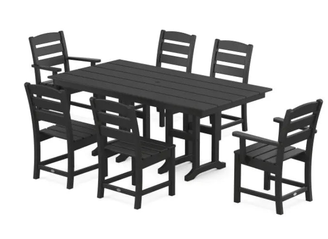 Polywood Furniture Set Black POLYWOOD® Lakeside 7-Piece Farmhouse Dining Set