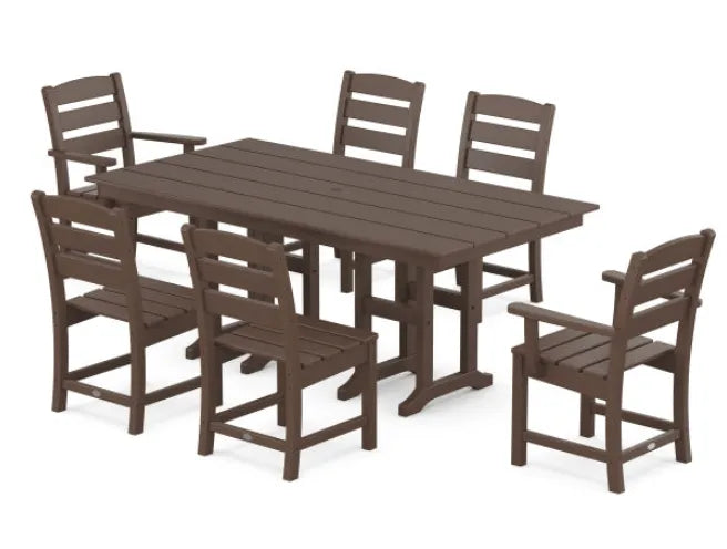 Polywood Furniture Set Mahogany POLYWOOD® Lakeside 7-Piece Farmhouse Dining Set