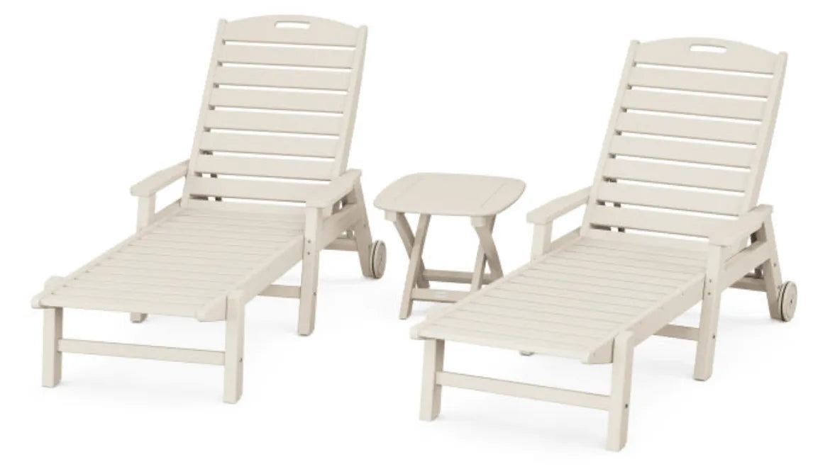 Polywood Furniture Set Sand POLYWOOD® Nautical 3-Piece Chaise Set