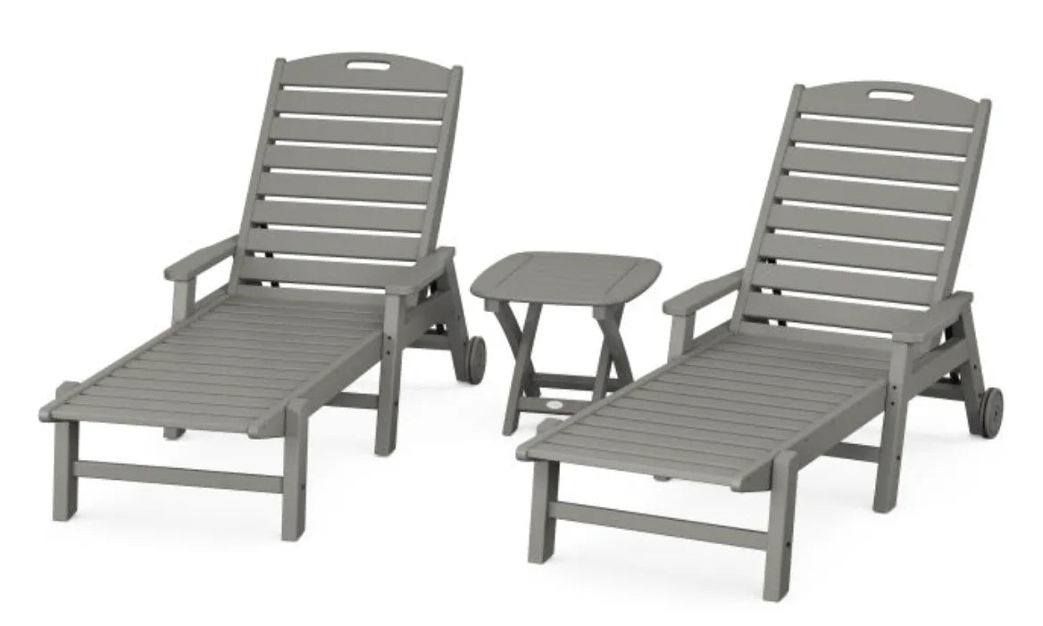 Polywood Furniture Set Slate Grey POLYWOOD® Nautical 3-Piece Chaise Set