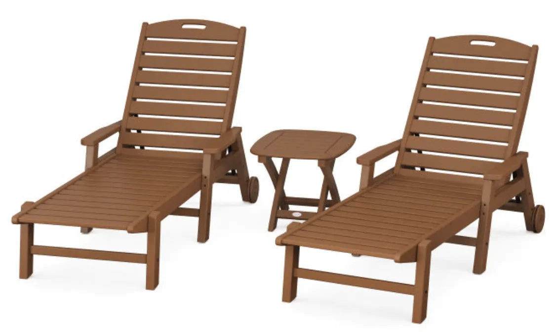Polywood Furniture Set Teak POLYWOOD® Nautical 3-Piece Chaise Set