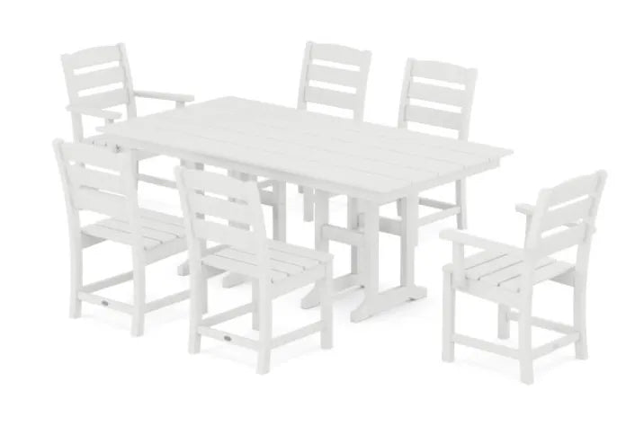 Polywood Furniture Set White POLYWOOD® Lakeside 7-Piece Farmhouse Dining Set