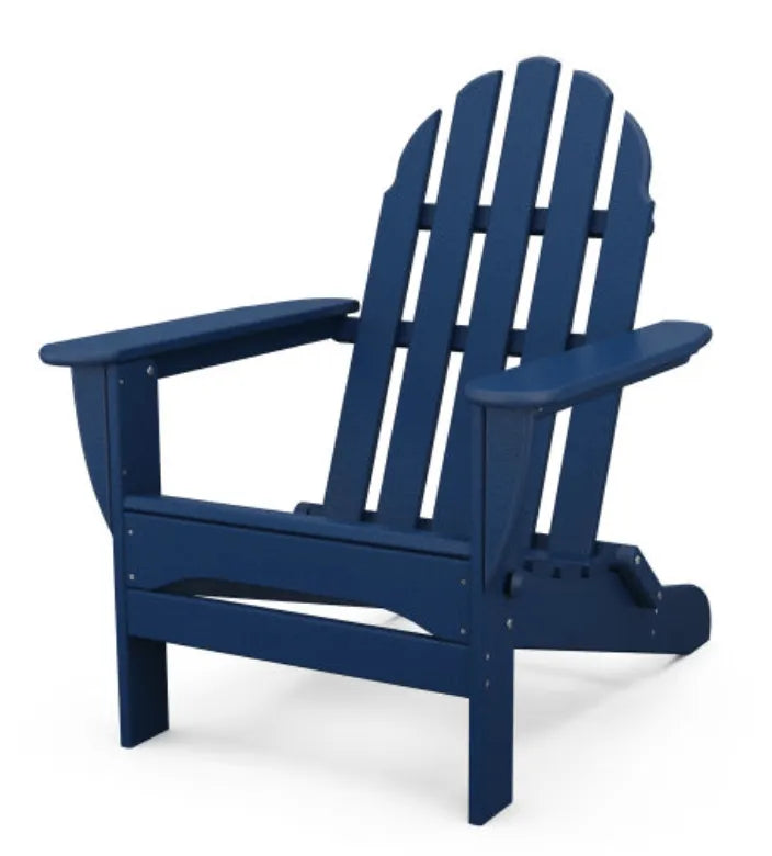 Poly Wood Classic Folding Navy Blue Poly Adirondack Chair