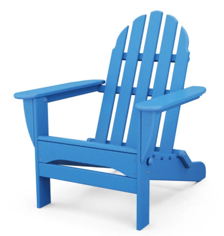 Poly Wood Classic Folding Blue Poly Adirondack Chair