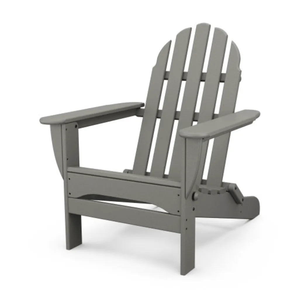 Poly Wood Grey Classic Folding Poly Adirondack Chair