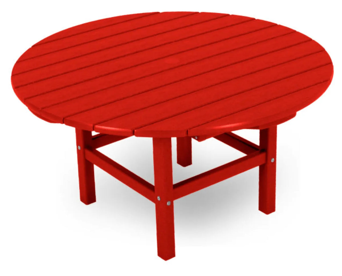 Polywood Patio Furniture Sunset Red POLYWOOD® Round 37&quot; Conversation Table
