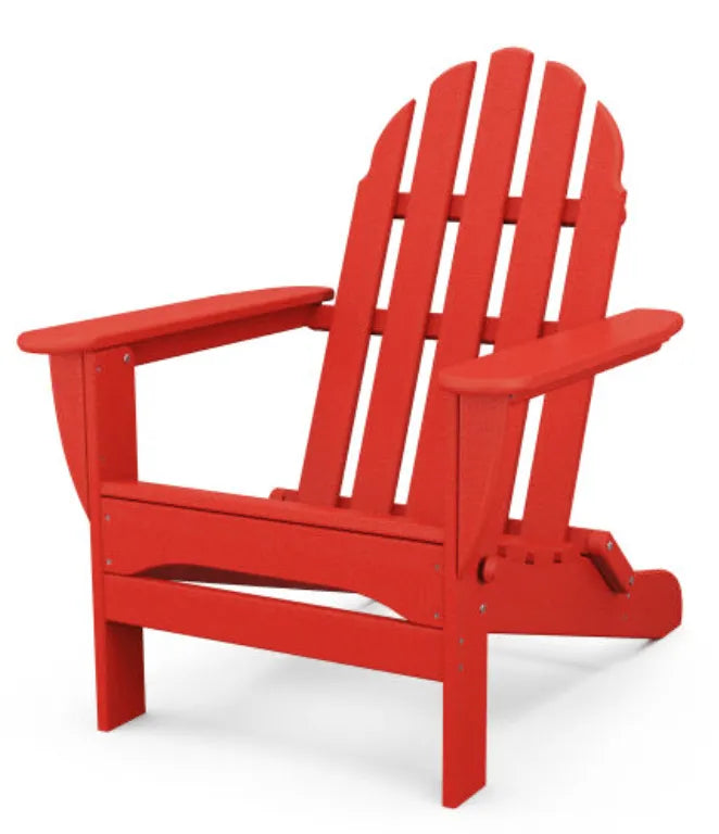 Poly Wood Classic Folding Red Poly Adirondack Chair