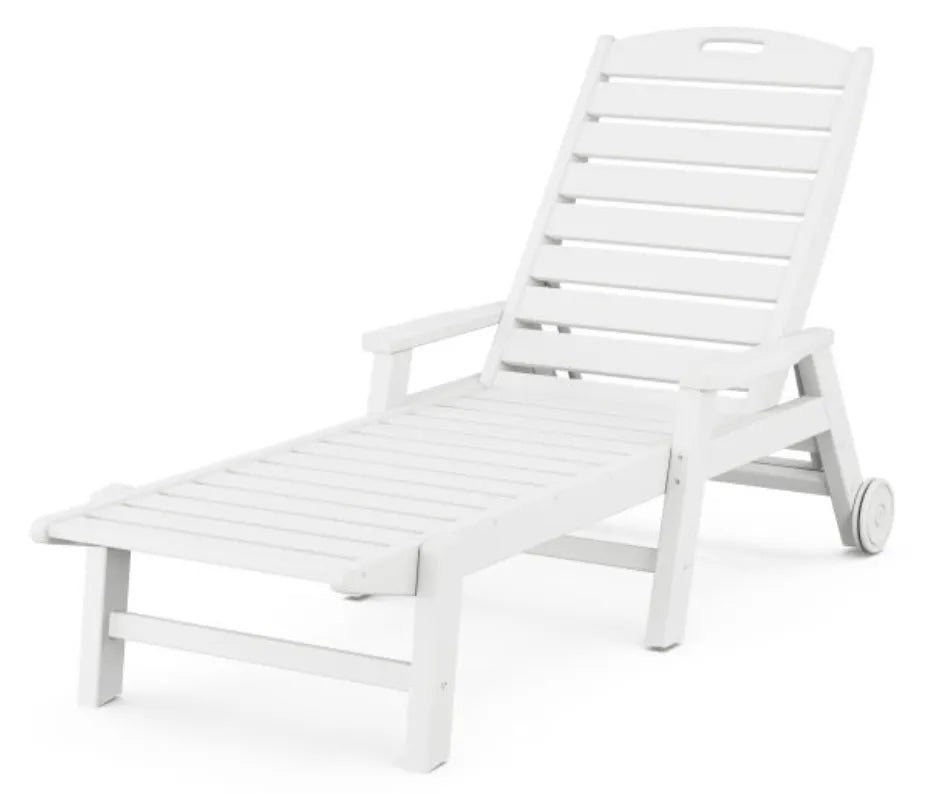 Polywood Patio Furniture White POLYWOOD® Nautical Chaise with Arms &amp; Wheels
