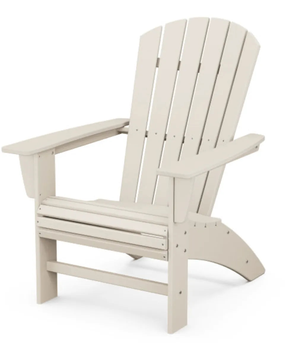 Sand Beige Nautical Curveback Poly Adirondack Chair