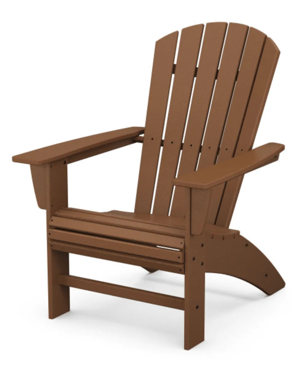 Teak Brown Nautical Curveback Poly Adirondack Chair