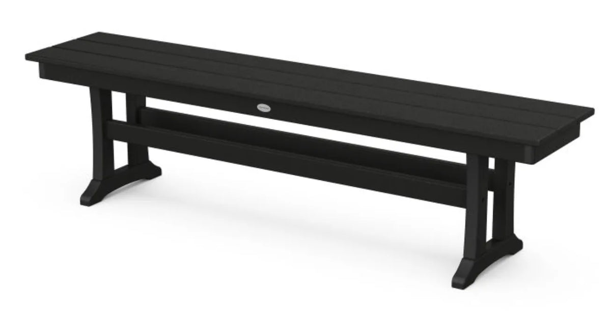 The Outdoor Shops Black POLYWOOD® Farmhouse Trestle 65&quot; Bench