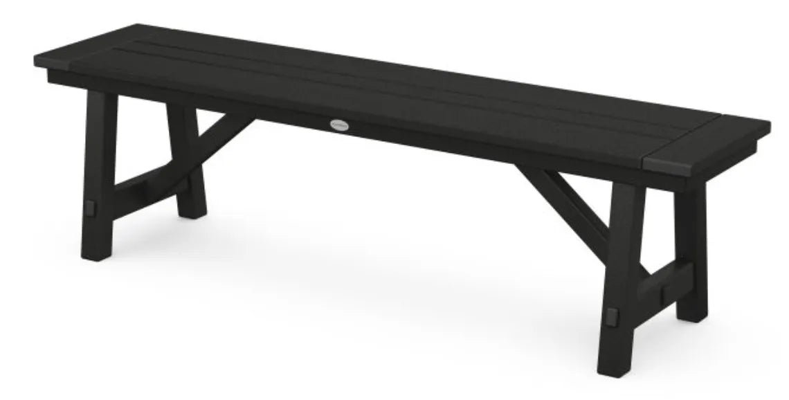 The Outdoor Shops Black POLYWOOD® Rustic Farmhouse 60&quot; Backless Bench