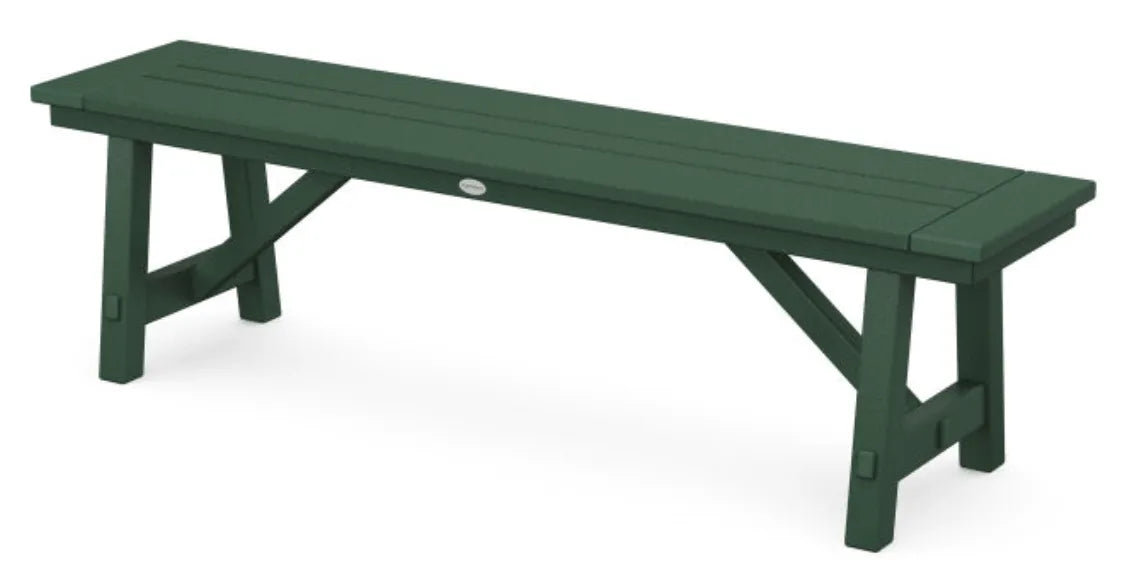 The Outdoor Shops Green POLYWOOD® Rustic Farmhouse 60&quot; Backless Bench