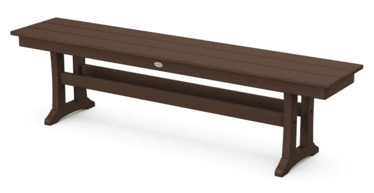 The Outdoor Shops Mahogany POLYWOOD® Farmhouse Trestle 65&quot; Bench