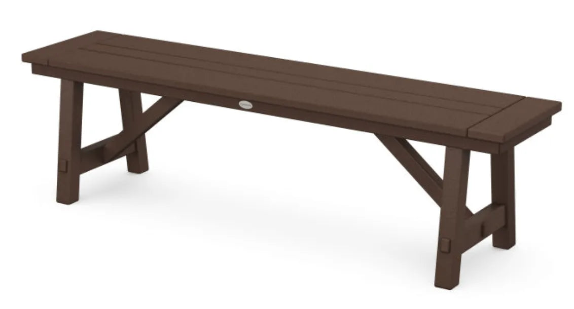 The Outdoor Shops Mahogany POLYWOOD® Rustic Farmhouse 60&quot; Backless Bench