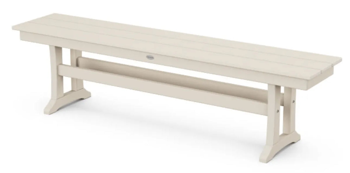 The Outdoor Shops Sand POLYWOOD® Farmhouse Trestle 65&quot; Bench