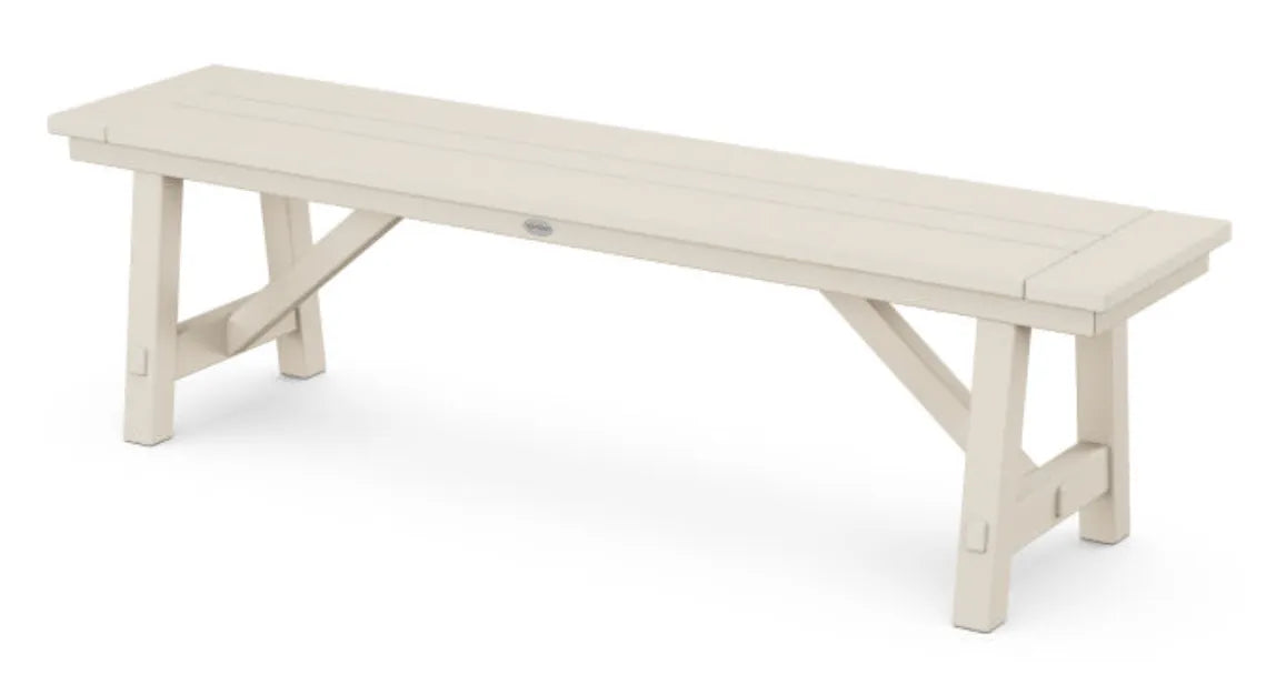 The Outdoor Shops Sand POLYWOOD® Rustic Farmhouse 60&quot; Backless Bench