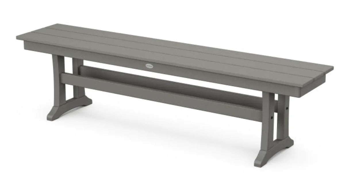The Outdoor Shops Slate Grey POLYWOOD® Farmhouse Trestle 65&quot; Bench