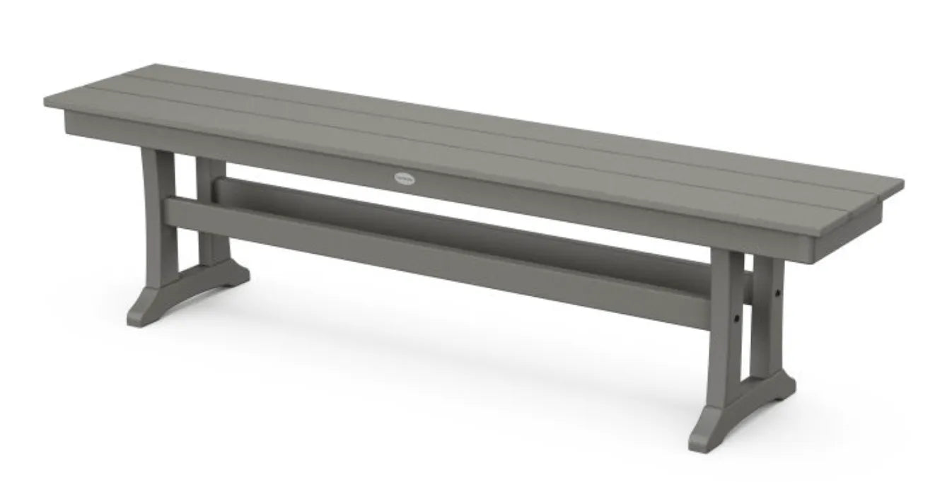 The Outdoor Shops Slate Grey POLYWOOD® Farmhouse Trestle 65" Bench