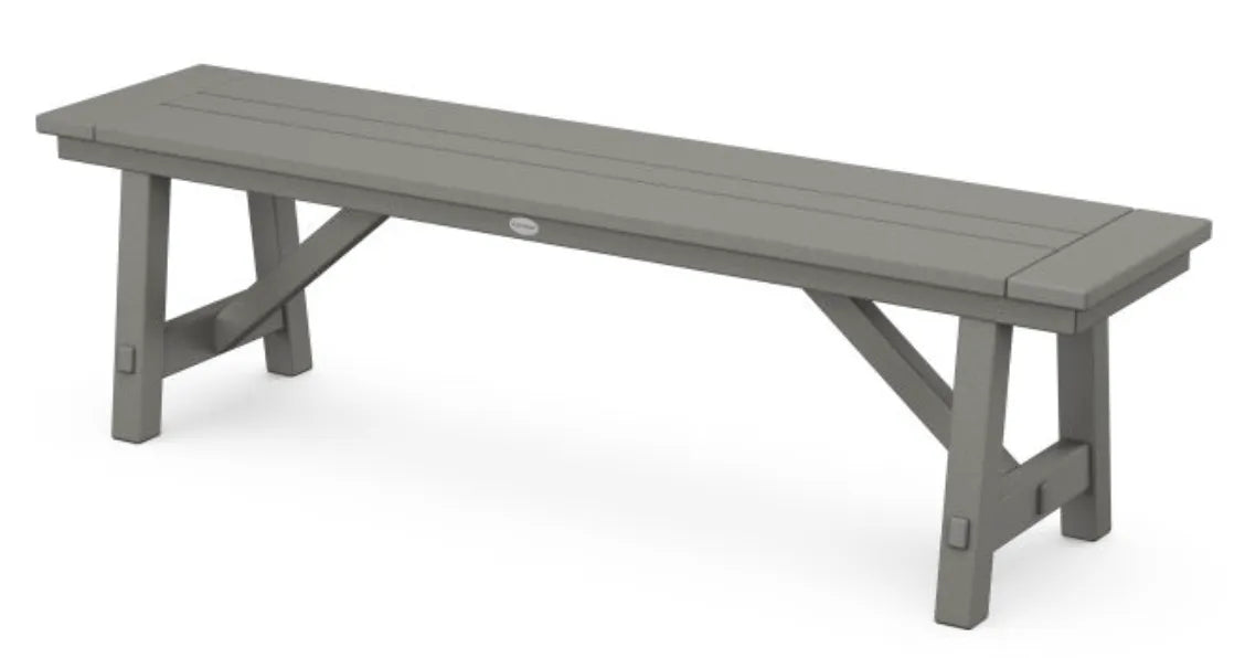 The Outdoor Shops Slate Grey POLYWOOD® Rustic Farmhouse 60" Backless Bench