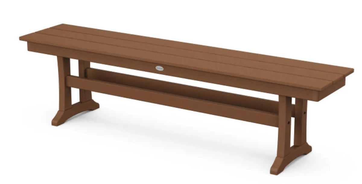 The Outdoor Shops Teak POLYWOOD® Farmhouse Trestle 65&quot; Bench