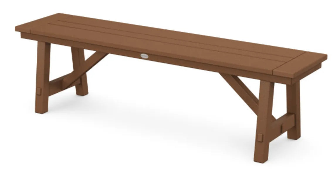 The Outdoor Shops Teak POLYWOOD® Rustic Farmhouse 60&quot; Backless Bench