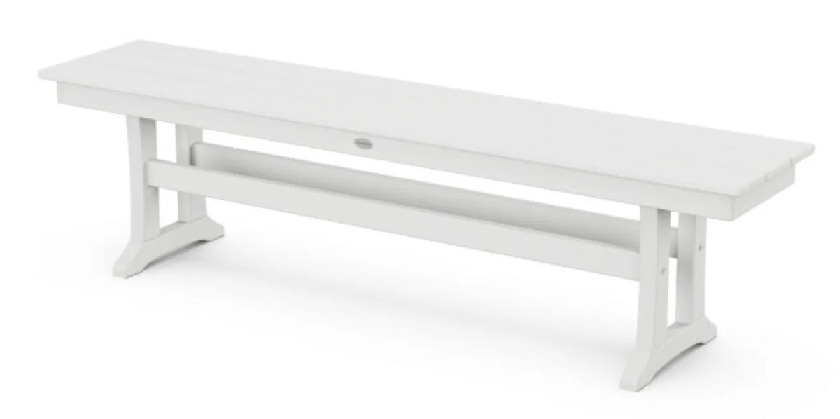 The Outdoor Shops White POLYWOOD® Farmhouse Trestle 65&quot; Bench
