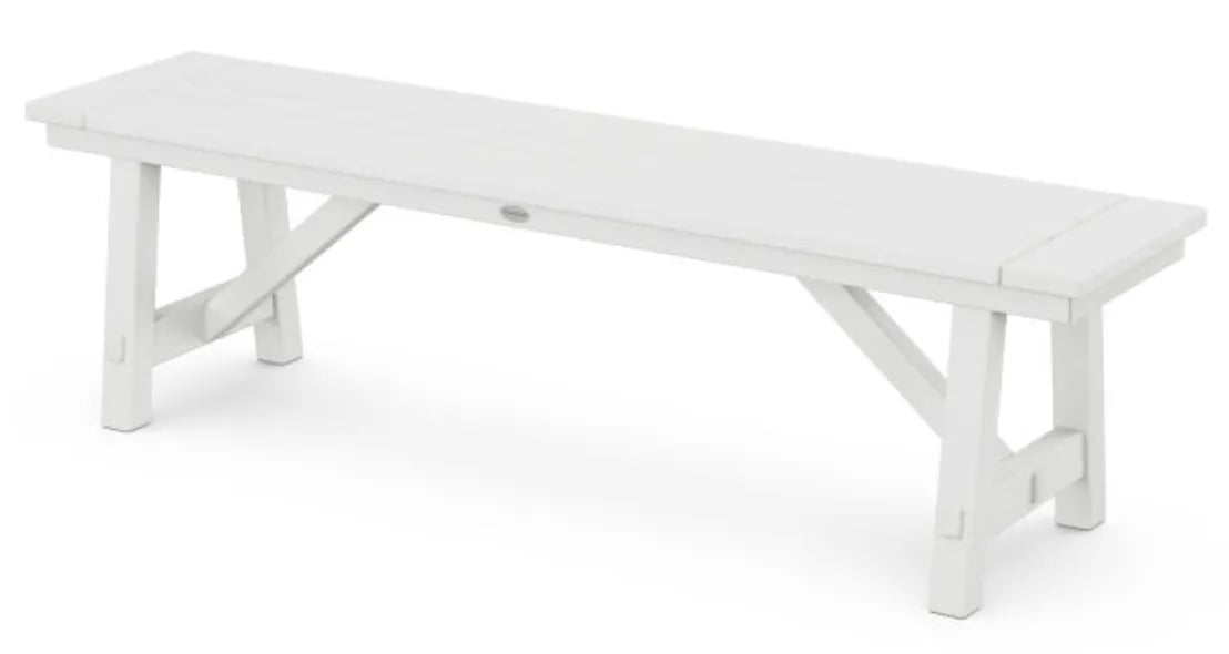 The Outdoor Shops White POLYWOOD® Rustic Farmhouse 60&quot; Backless Bench